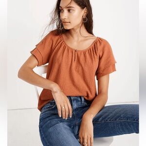 Madewell Texture & Thread Tiered Sleeve Top Size: M